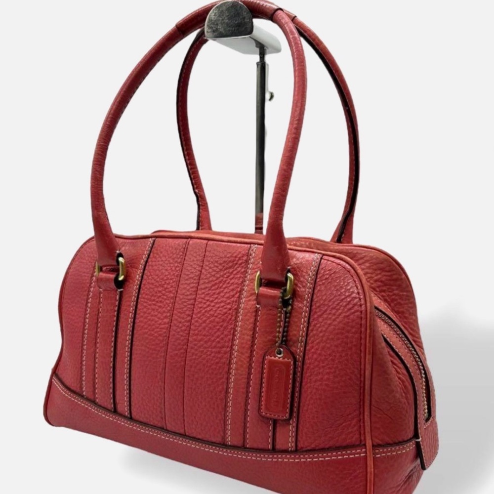 Vintage Coach Legacy Hamilton Satchel Salmon Red Pebble Leather Model 10526